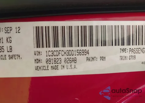 2013 Dodge Dart Limited from USA, damaged, VIN 1C3CDFCH3DD156994